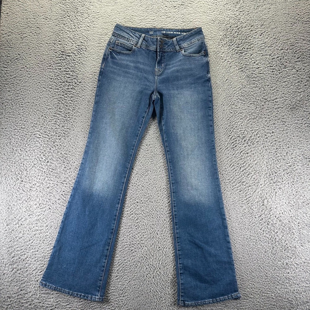 Vintage Gap‎ Jeans Girls 16 Blue Cotton Denim Bootcut Leg Low-Rise Faded Stretch